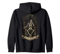 Memento Mori Gothic Skeleton on Throne with Roses and Thorns Zip Hoodie