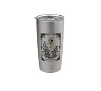 Memento Mori Gothic Skeleton with Rose and Botanical Frame Stainless Steel Insulated Tumbler