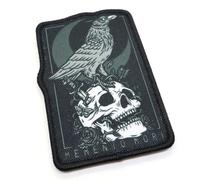 Memento Mori Morale Patch Skull and Crow Tactical Fabric Embroidered Vest Badge 8.8cm x 6cm Hook & Loop Airsoft Forces Military Patches