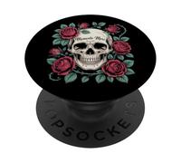 Memento Mori Skull and Roses Dark Gothic Floral Art PopSockets Adhesive PopGrip
