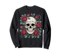 Memento Mori Skull and Roses Dark Gothic Floral Art Sweatshirt