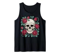 Memento Mori Skull and Roses Dark Gothic Floral Art Tank Top