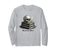 Memento Mori Skull Books Dark Academia Gothic Philosophical Long Sleeve T-Shirt