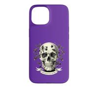 Memento Mori Skull, Dark Floral Vanitas Engraving Case for iPhone 15