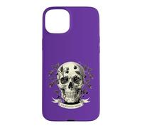 Memento Mori Skull, Dark Floral Vanitas Engraving Case for iPhone 15 Plus
