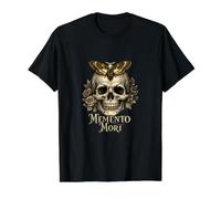 Memento Mori Skull Latin Stoic Dark Academia Art Value Graphic T-Shirt, Men, Black, XL