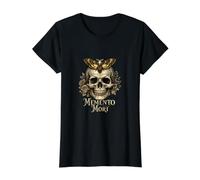 Memento Mori Skull Latin Stoic Dark Academia Art Value Graphic T-Shirt, Women, Black, M