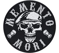 Memento Mori Skull Patch Latin Fabric Applique Embroidered Sticker with Latin Phrase to sew or Iron on | Memento Mori Patch for Clothing and Leather | 80x80 mm