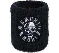Memento Mori Sweat Band for Wrist - Embroidered Sweat Absorbent Wrist Band for Men Women - Remember Death Black Terry Cloth Arm Band for Fighting Jogging Workout Trainings - Gift for Soldiers