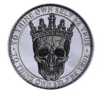 Memento Mori to Thine Own Self Be True Embroidered Applique Fastener Hook & Loop Emblem