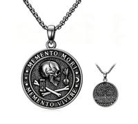 Memento Mori Urn Necklace for Men Gothic Skull Stoicism Cremation Jewelry
