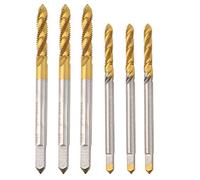 MEMEWOCA 3 Sets Spiral Fluted Tap Set, High Speed Steel Screw Tap, M3 M4 Gold Silver Hand Tap for Stainless Steel and Alloy Metals, with Upward Chip Removal for Blind Holes