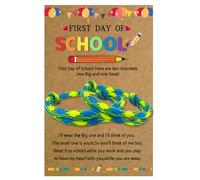MEMFALL Back to School Bracelet Mommy and Me First Day of School Bracelet Adjustable Woven Rope Back to School Bracelets First Day of School Gift, ADJUSTABLE, Alloy, no gemstone