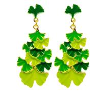 MEMFALL St Patricks Day Earrings for Women Leaf Dangle Earrings Green Earrings Shamrock Earrings, Metal, No Gemstone