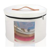 Memfish Hat Box-Hat Boxes for Women Storage Travel Hat Box Large Round Hat Carrier Case Organizer Wide-Brim Cowboy Men Cowboys Caps Clothes Closet Storage Foldable Hat Box with Lids(1-White), MF123