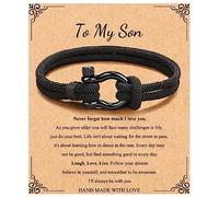Memgift To My Man Bracelet Gifts for Son Grandson Nephew Brother Dad Bracelets Birthday Father's Day Valentine's Day Gifts for Teen Boys Attention to Size, 8.5 inches, Stainless Steel Leather, no