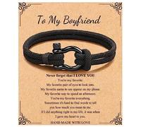 Memgift To My Man Bracelet Gifts for Son Grandson Nephew Brother Dad Bracelets Birthday Father's Day Valentine's Day Gifts for Teen Boys Attention to Size, 8.5 inches, Stainless Steel Leather, no
