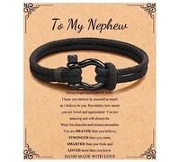 Memgift To My Man Bracelet Gifts for Son Grandson Nephew Brother Dad Bracelets Birthday Father's Day Valentine's Day Gifts for Teen Boys Attention to Size, 9", Stainless Steel Leather, no gemstone