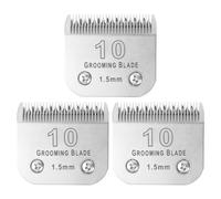 MEMIRY 3 Pcs Size 10# Detachable Dog Grooming Blades, Compatible with Andis, Oster A5, Wahl KM10 Series Clippers, Cut Length 1.5mm, Silver (10# 1.5mm, 3Pcs)