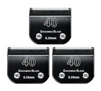 MEMIRY 3 Pcs Size 40# Detachable Dog Grooming Blades, Compatible with Andis, Oster A5, Wahl KM10 Series Clippers, Cut Length 0.25mm, Black (40# 0.25mm, 3Pcs)