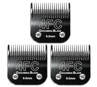 MEMIRY 3 Pcs Size 4FC Detachable Dog Grooming Blades, Compatible with Andis, Oster A5, Wahl KM10 Series Clippers, Cut Length 9.5mm, Black (4FC 9.5mm, 3Pcs)