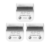 MEMIRY 3 Pcs Size 4FC Detachable Dog Grooming Blades, Compatible with Andis, Oster A5, Wahl KM10 Series Clippers, Cut Length 9.5mm, Silver(4FC 9.5mm, 3Pcs)