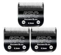 MEMIRY 3 Pcs Size 5FC Detachable Dog Grooming Blades, Compatible with Andis, Oster A5, Wahl KM10 Series Clippers, Cut Length 6.3mm, Black (5FC 6.3mm, 3Pcs)
