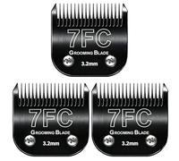 MEMIRY 3 Pcs Size 7FC Detachable Dog Grooming Blades, Compatible with Andis, Oster A5, Wahl KM10 Series Clippers, Cut Length 3.2mm, Black (7FC 3.2mm, 3Pcs)