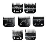MEMIRY Size 10+30+40+7FC+5FC+4F+3-3/4FC Detachable Dog Grooming Blades, Compatible with Andis, Oster A5, Wahl KM10 Series Clippers, Cut Length 0.25mm-13mm, Black