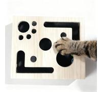 Memkey Cat Scratch Puzzle Enrichment Box, Wooden Interactive Cat Toy with Sandpaper, Stress Free Nail File Alternative to Clippers