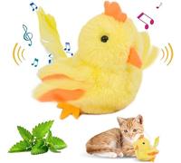 Memkey Interactive Musical Plush Bird Cat Toy, Touch Activated Chirping Bird with Flapping Motion, 13 x 11 x 5 cm