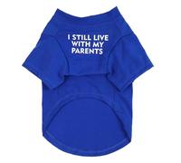 Memmyly Four Seasons Pet Clothes Pug Round Neck T Shirt Comfortable Cute Teddy Small Dog Cat Apparel Pet Clothes for Small Dogs Female (Blue, L)