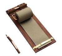 Memo Book, Wooden Hanging Memo Board with Scroll Paper Refills, Vintage Wall Memos Pad for Kitchen Studio Desk, Natural Wood Design with Easy Tear Paper Rolls (D)