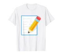 Memo Pencil and Paper Memorandum Note Costume Value Graphic T-Shirt, Men, White, S