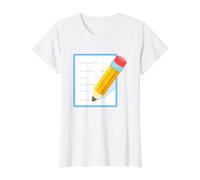Memo Pencil and Paper Memorandum Note Costume Value Graphic T-Shirt, Women, White, L