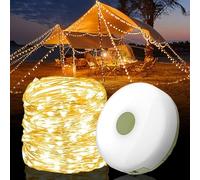 MEMOEVER Camping String Lights, 2 in 1 Outdoor Rechargeable String Light, Solar Camping String Lights, Waterproof Portable LED Tent String Light for Camping Outdoor (10m, Warm Light)