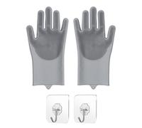 MEMOFYND 1 Pair Of Cleaning Gloves, 2 Pieces Of Transparent Hooks, Pet Bathing Massage Gloves, Gray Silicone Gloves, Cat And Dog Cleaning And Hygiene Gloves.