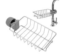 MEMOFYND 1 Piece Faucet Storage Rack, Kitchen Sink Storage Rack, Stainless Steel Hanging Storage Rack, Sponge Drain Rack, Bathroom Storage Rack, Dishcloth Filter Rack (Silver)