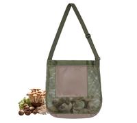 MEMOFYND 1 Piece Green Mushroom Storage Bag, Breathable Mesh Bag, Foldable Multi-Function Storage Bag, Large-Capacity Mushroom Collection Bag, Adjustable Shoulder Bag.