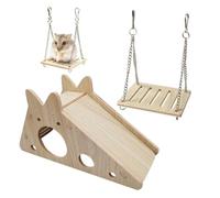 MEMOFYND 1 Piece Hamster House & Swing, Wooden, Multi-Size & 7*9cm, Safe & Non-Toxic, Slide & Swing Accessories for Hamsters