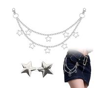 MEMOFYND 1 Piece of Star Jeans Chain, 1 Piece of Star Waist Buckle, Layered Metal Waist Chain, Hollow Star Trouser Chain, Creative and Personalized Waist Decoration, Gothic Accessories