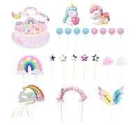 MEMOFYND 1 Set Of Colorful Cake Decorations, 1 Piece Of Happy Birthday Inserts, Pony Cake Topper, Colorful Decorations For Girls, Birthday Party Decorations