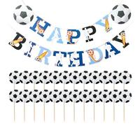 MEMOFYND 1 Set Of Football Flags And 24 Pieces Of Football Plug-Ins, Football Elements Ornaments, Birthday Party Supplies, Party Scene Layout