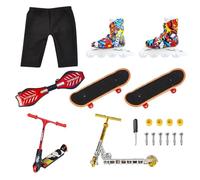MEMOFYND 1 Skate, 1 Pants, 1 Scooter, 1 Bicycle And 1 Set Of Finger Skateboard Tools, Fingertip Sports Toys, Creative Mini Toys