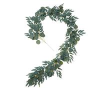 MEMOFYND 2 Meters Artificial Eucalyptus Willow Leaf Garland, Green Decoration, Artificial Rattan, Ivy, Suitable for Autumn Decoration, Artificial Plants. (Off-White)
