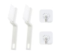MEMOFYND 2 Pcs Crevice Cleaning Brushes, 2 Pcs Clear Hooks, Multifunctional Cleaning Brush, Reusable Brush, Bathroom Floor Cleaning Tool