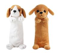 MEMOFYND 2 Pieces Dog Pencil Bag, Cute Cartoon Animal Storage Bag, Multi-Function Stationery Bag, Creative Plush Pencil Bag, Children's Gift Stationery Box