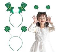 MEMOFYND 2 Pieces Green Headbands, Hat Clover Headband, Universal For Men And Women, Fun Headband, Irish Headband, Festive Party Decorations