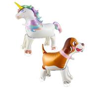 MEMOFYND 2 Pieces Of Animal Balloons, Dog Rainbow Horse Balloons, Standing Balloons With Wheels, Children'S Balloons Toys, Creative Aluminum Film Balloons, Party Decoration.