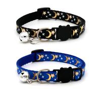 MEMOFYND 2 Pieces Of Pet Collars, Star And Moon Collars, Cat And Dog Collars, Collars With Bells, Adjustable Reusable Collars, Pet Supplies